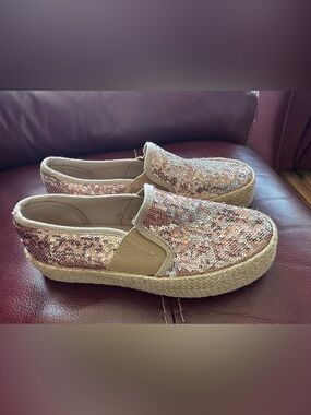 Sequin Slip-On Espadrille in Rose Gold